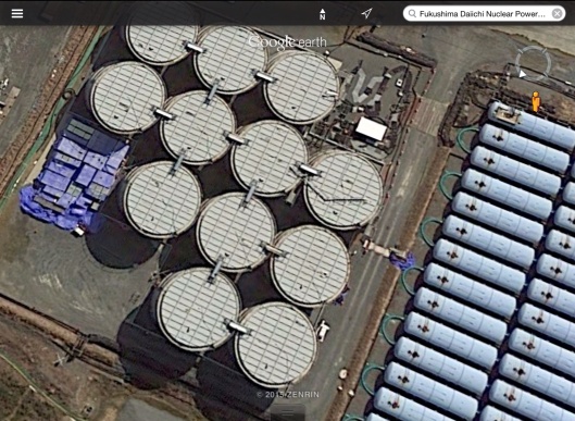 Fukushima nuclear waste water tanks google earth zoom